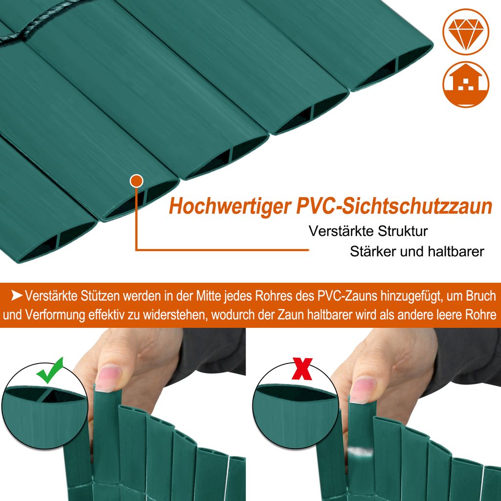 LZQ 160x500cm Sichtschutzmatte PVC Bambus Sichtschutz Produktbild 5