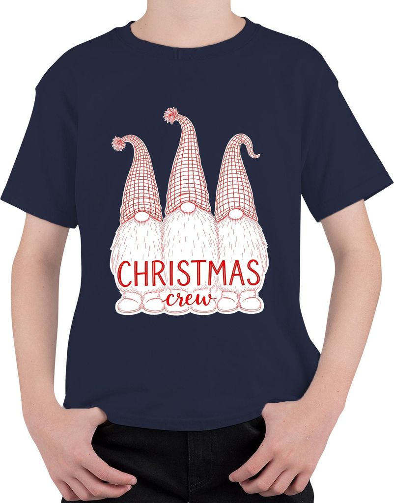 Christmas crew Weihnachtsgnom Gnom Niedlich Skandinavisch Retro Uni Kinder T-Shirt, Navy, 116