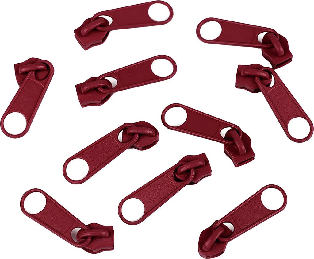 10 Schieber Reißverschluss Zipper für Endlosreißverschluss 3mm, mehr als 70 Farben, Farbe:weinrot