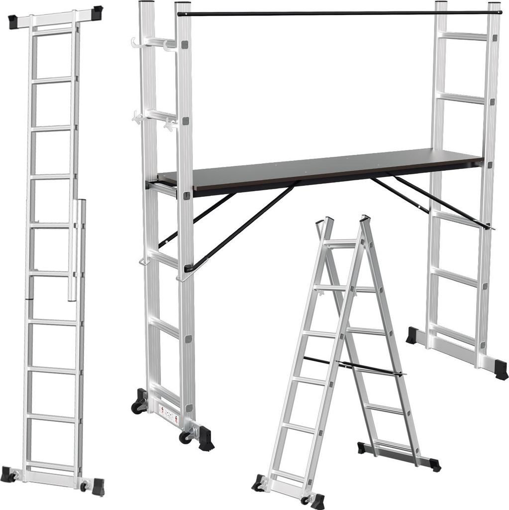 Ikodm Aluminium Klappgerüst Silber 6 Stufen, Produktbild 