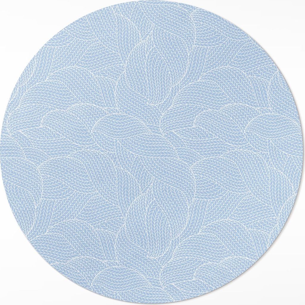 Minimalistische Blätter trendiges Muster – Vinyl Fußmatte – Ø 120cm – Rutschfest – Pflegeleicht & Langlebig
