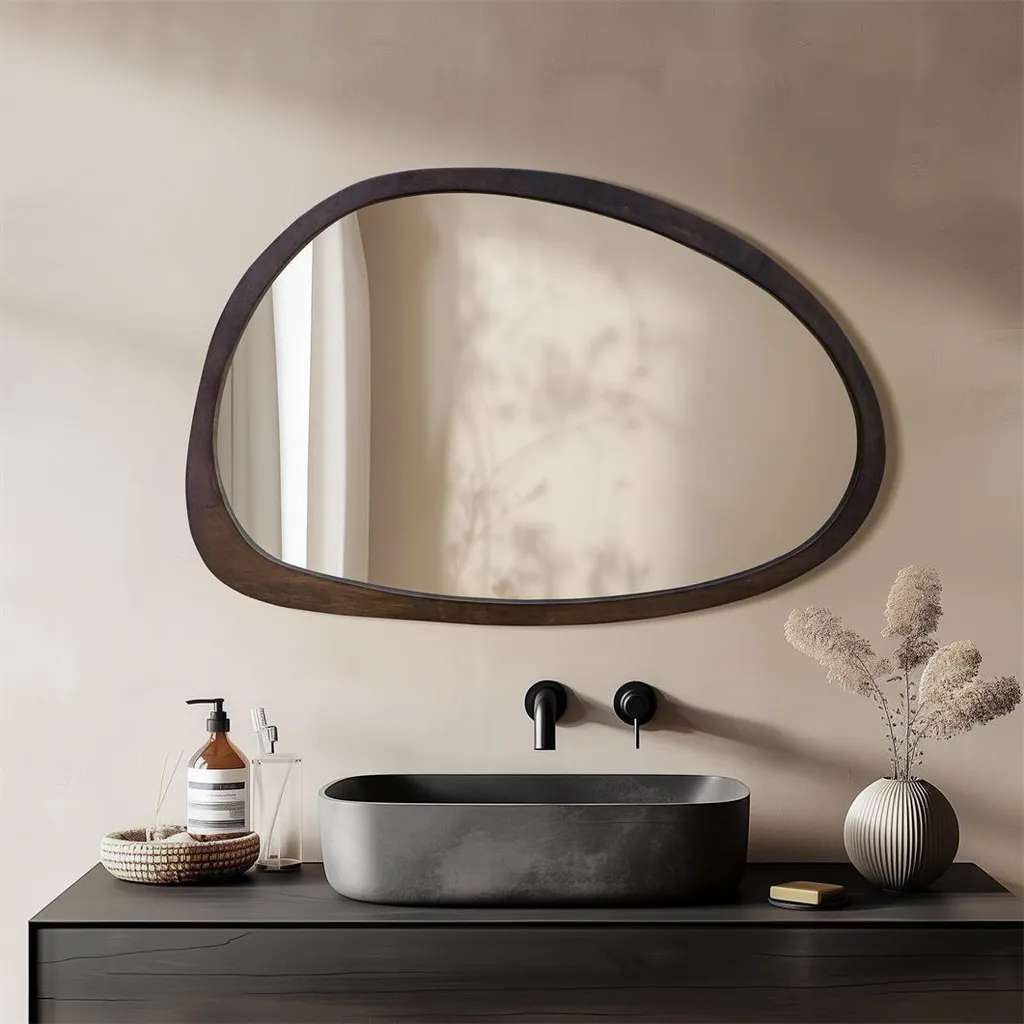 Grand miroir mural pour couloir et salon design goutte d'eau 60x90 cm