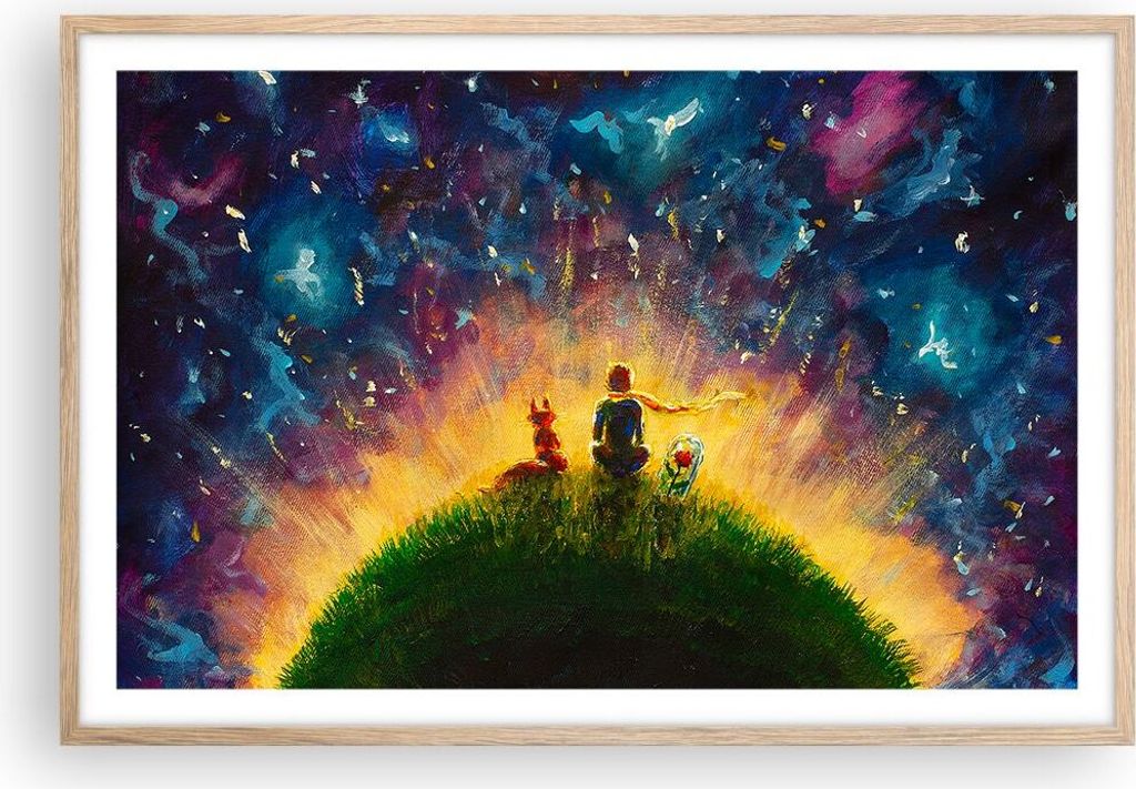 Gerahmtes Poster - Rahmen in heller Eiche - Mann Natur - 91,5x61 cm - Wand Bild - Wanddeko - Wandbilder - Kunstposter - Wandposter - Bilderrahmen -...