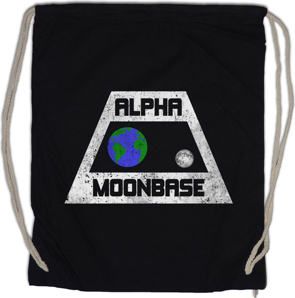 Urban Backwoods Vintage Alpha Moonbase Logo, Turnbeutel, Farbe: Schwarz