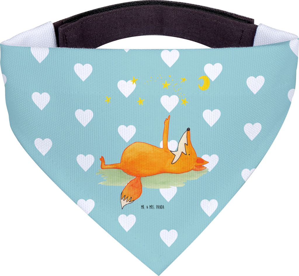 Mr. & Mrs. Panda Bandana Fuchs Sterne - Türkis Pastell - Geschenk, Hunde Hals Tuch, Entspannt, Halstuch für Hund, Spruch Positiv, Mond, Sternengu...