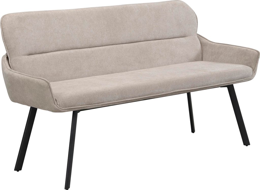 byLIVING Bank RICO / Webstoffbezug in taupe, Gestell in schwarz / Taschenfederkern, aufgedoppelter Rücken / Esszimmerbank, Sitzbank / B 140 x H 90...