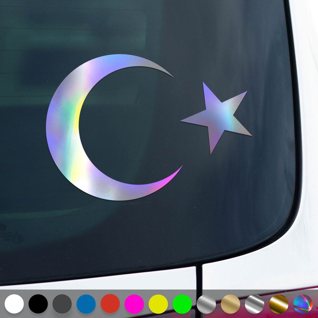 PantherPixel Türkei Aufkleber Wappen Flagge Fahne Türkiye Sticker Auto Geschenkidee Farbe Oilslick-Hologramm