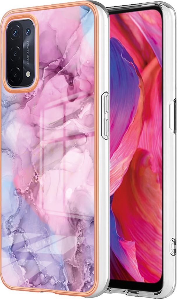 OPPO A74 5G Hülle, Muster Dünn TPU Silikon Stoßdämpfer Bumper Schutzhülle für OPPO A74 5G / A93 5G / A54 5G / A93S 5G Pink