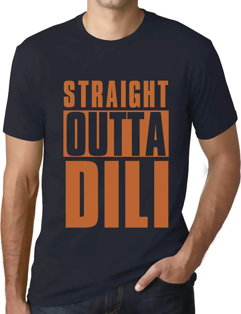 Herren Grafik T-Shirt Straight Outta Dili Öko-Verantwortlich Vintage Jahrgang Kurzarm Lustige Druck Geburtstag Geschenk Mann