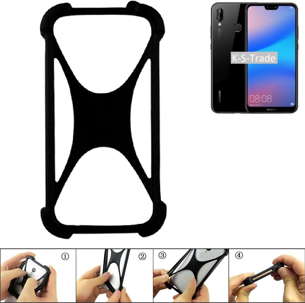 K-S-Trade Handy-Hülle Schutz-Hülle kompatibel mit Huawei P20 Lite Silikon Bumper TPU Softcase Smartphone Stoßschutz, schwarz