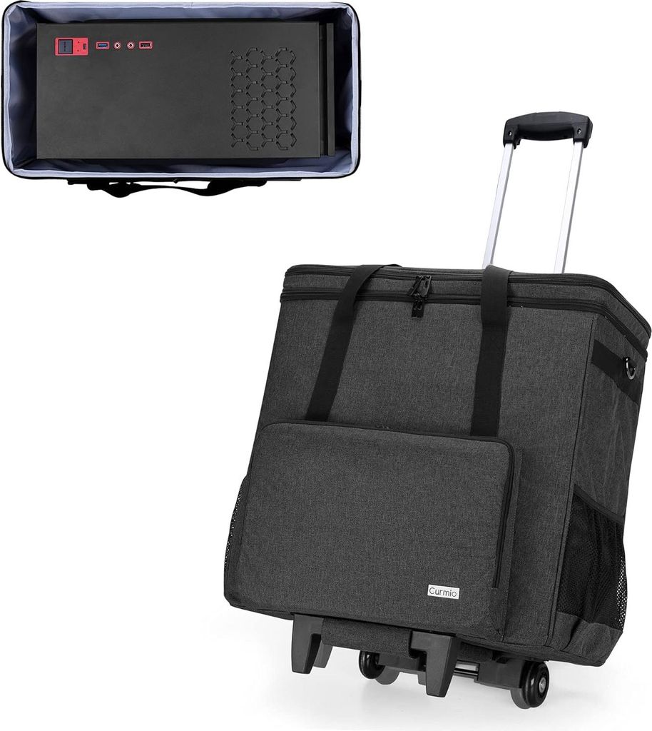 Tasche für Desktop-Computer CURMIO mit Rollen, doppellagig für PC, Tastatur, Maus