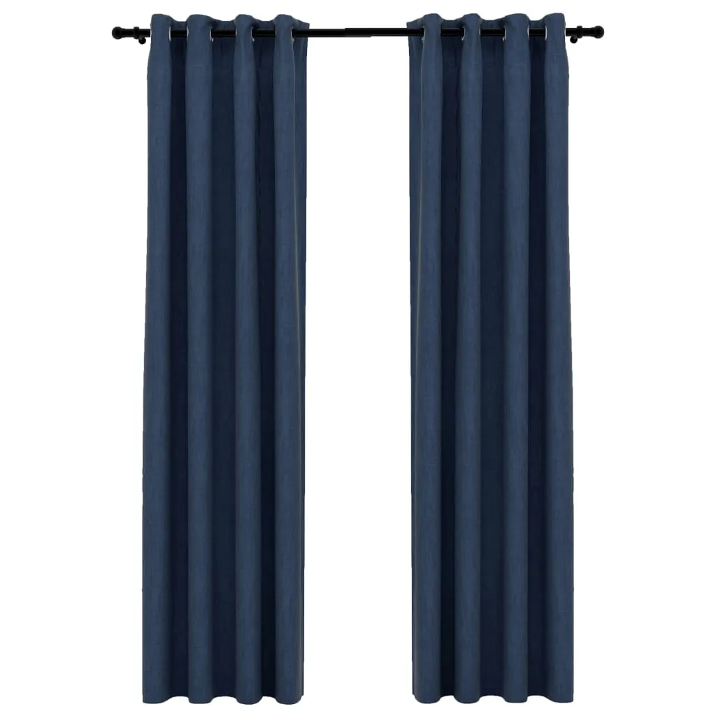 Set 2 Tende Oscuranti Blu Look Lino 140x245 cm - Arredo Moderno - 7
