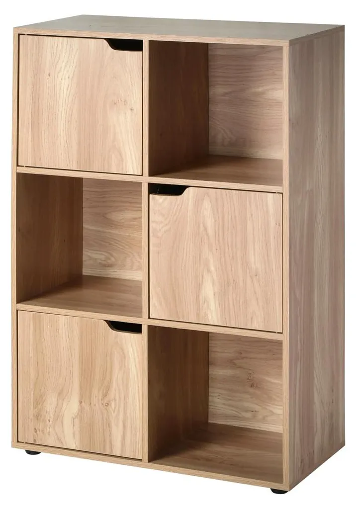 Étagère de rangement 6 cases avec portes en bois modulable - 3