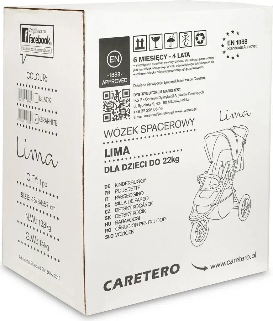 Poussette compacte CARETERO LIMA graphite avec dossier réglable et panier - 20