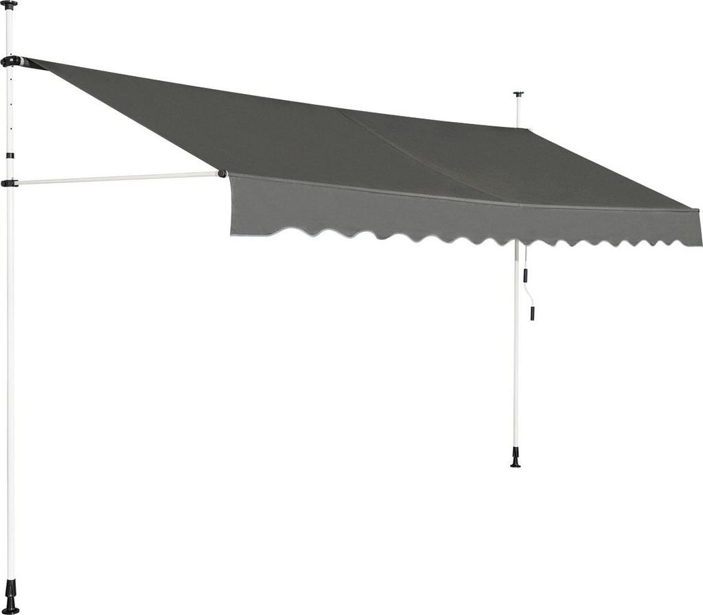 Ausziehbare Balkonmarkise, 200 cm breit, UV-beständig, Grau
