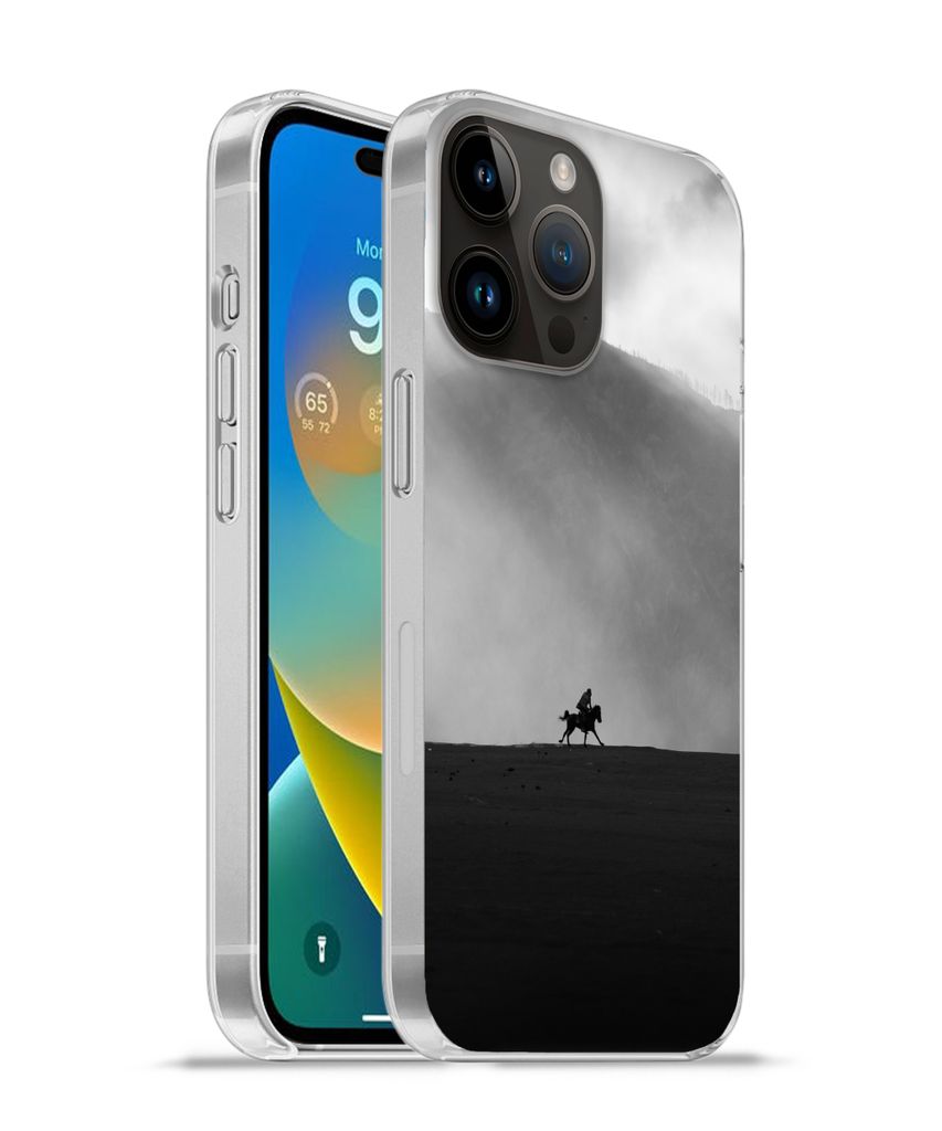 MuchoWow Handyhülle Schutzhülle Hülle für Apple iPhone 14 Pro Max Pferd - Licht - Berg Silikon Softcase Handy Hülle - Hardcover