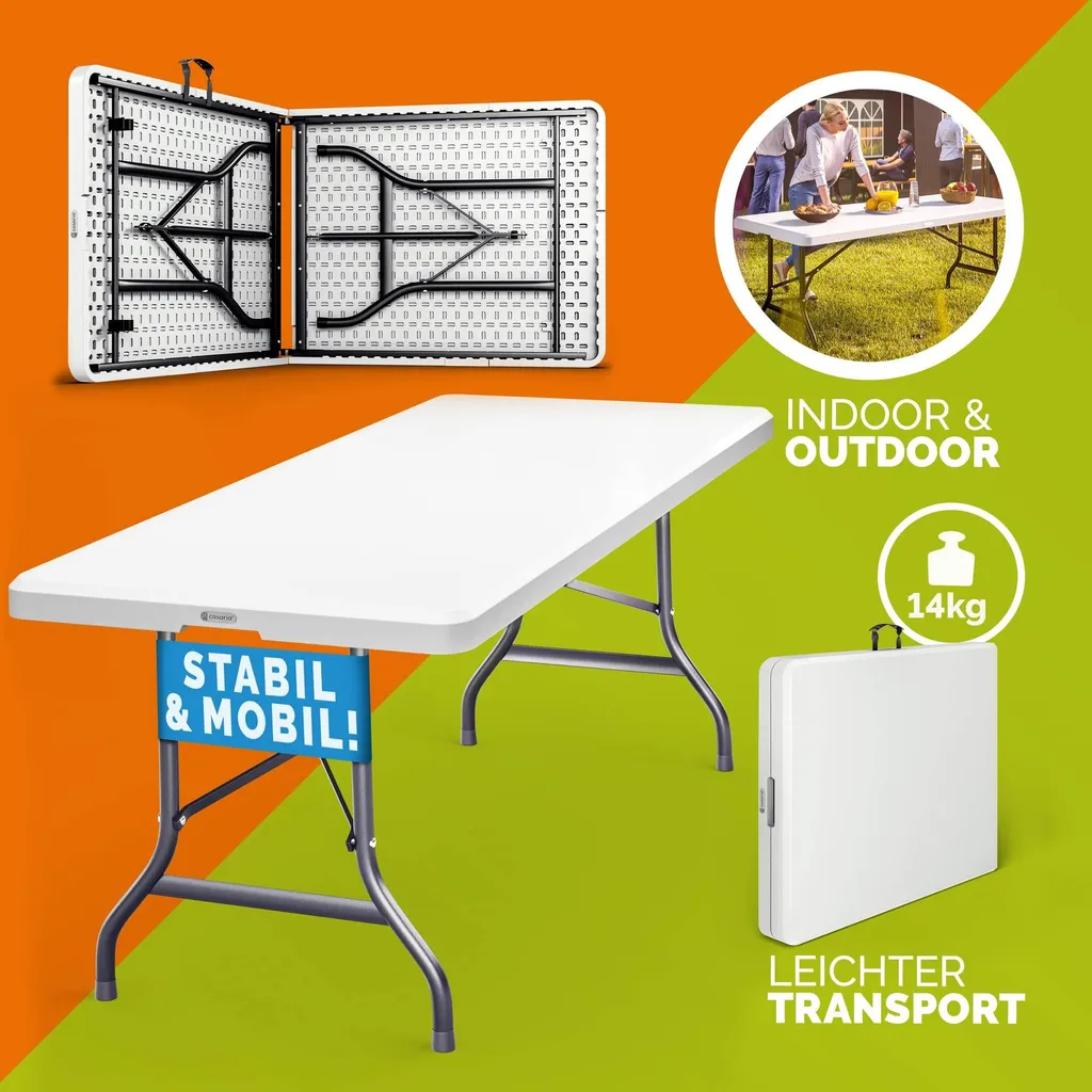 Table de réception pliante blanche portable avec sac de rangement 7ft - 7
