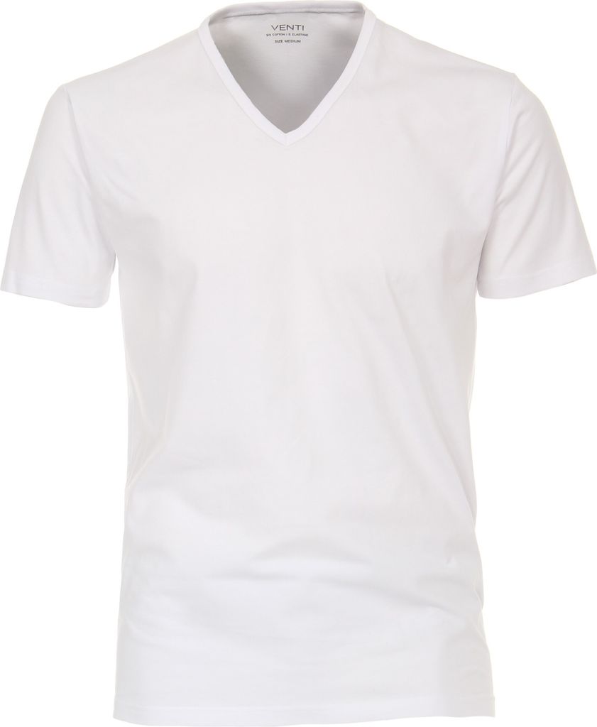 VENTI Herren T-Shirt Kurzarm V-Ausschnitt Modern-Fit Doppelpack Weiß XXL