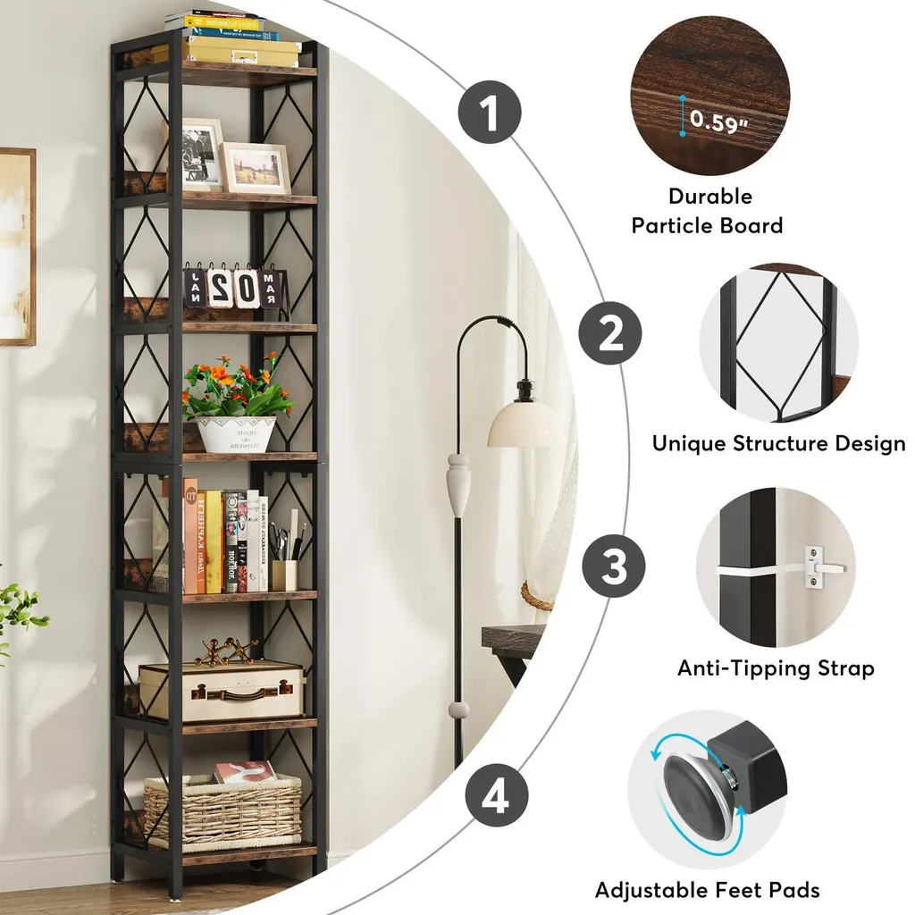Petite bibliothèque étroite 200 cm : la solution rangement compact - 6
