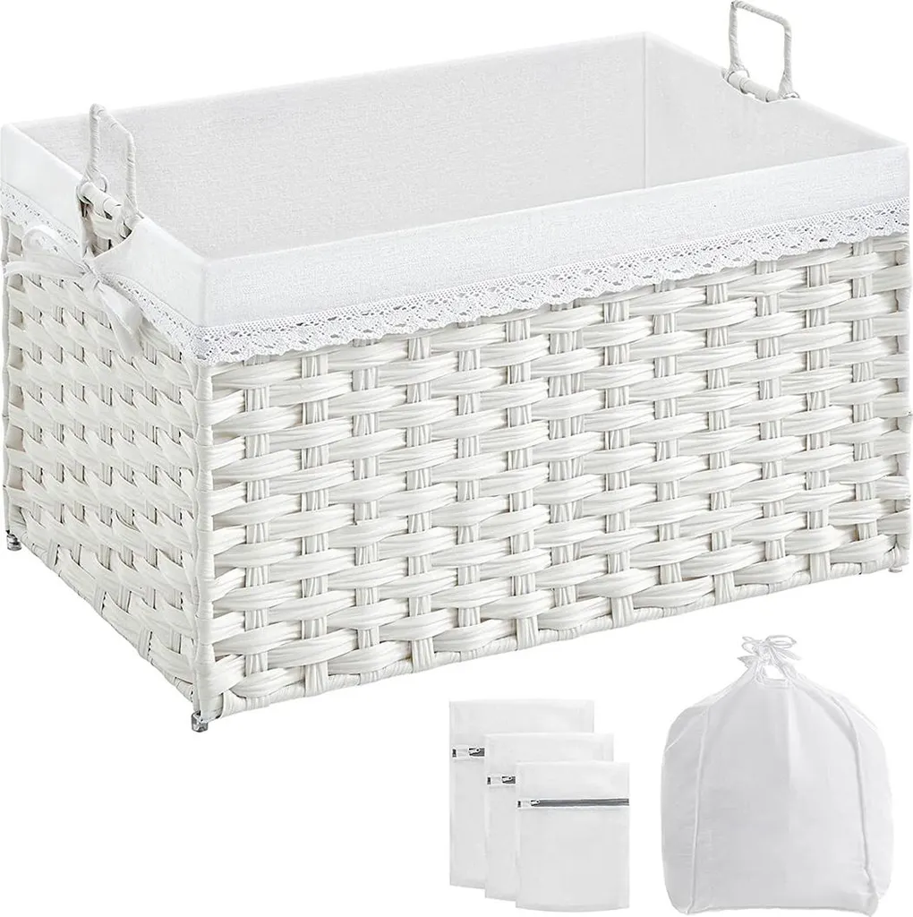 Panier à linge 75L blanc idéal pour famille nombreuse et tri du textile