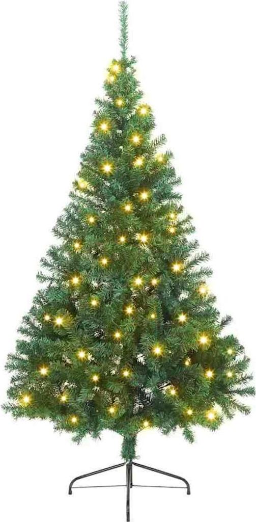 vidaXL Künstlicher vorbeleuchteter Weihnachtsbaum Grün 210 cm PVC