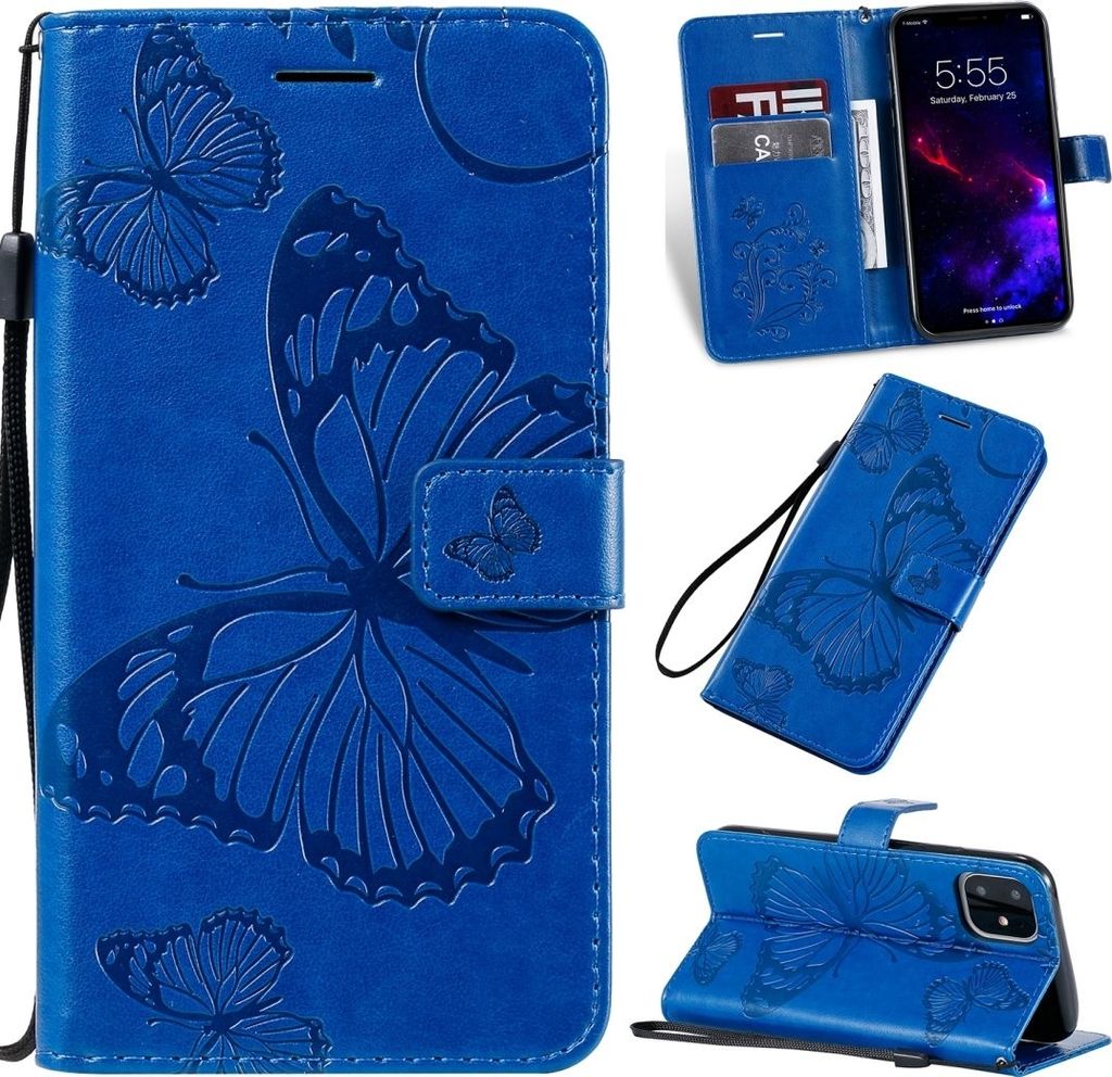 Mobigear Butterfly iPhone 11 Hülle Klapphülle Geldbörse - Blau