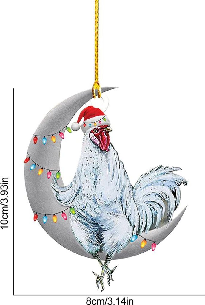 Weihnachtsanhänger Huhn mit Hut und Schal, Weihnachtsbaumschmuck, Weihnachtsdekoration