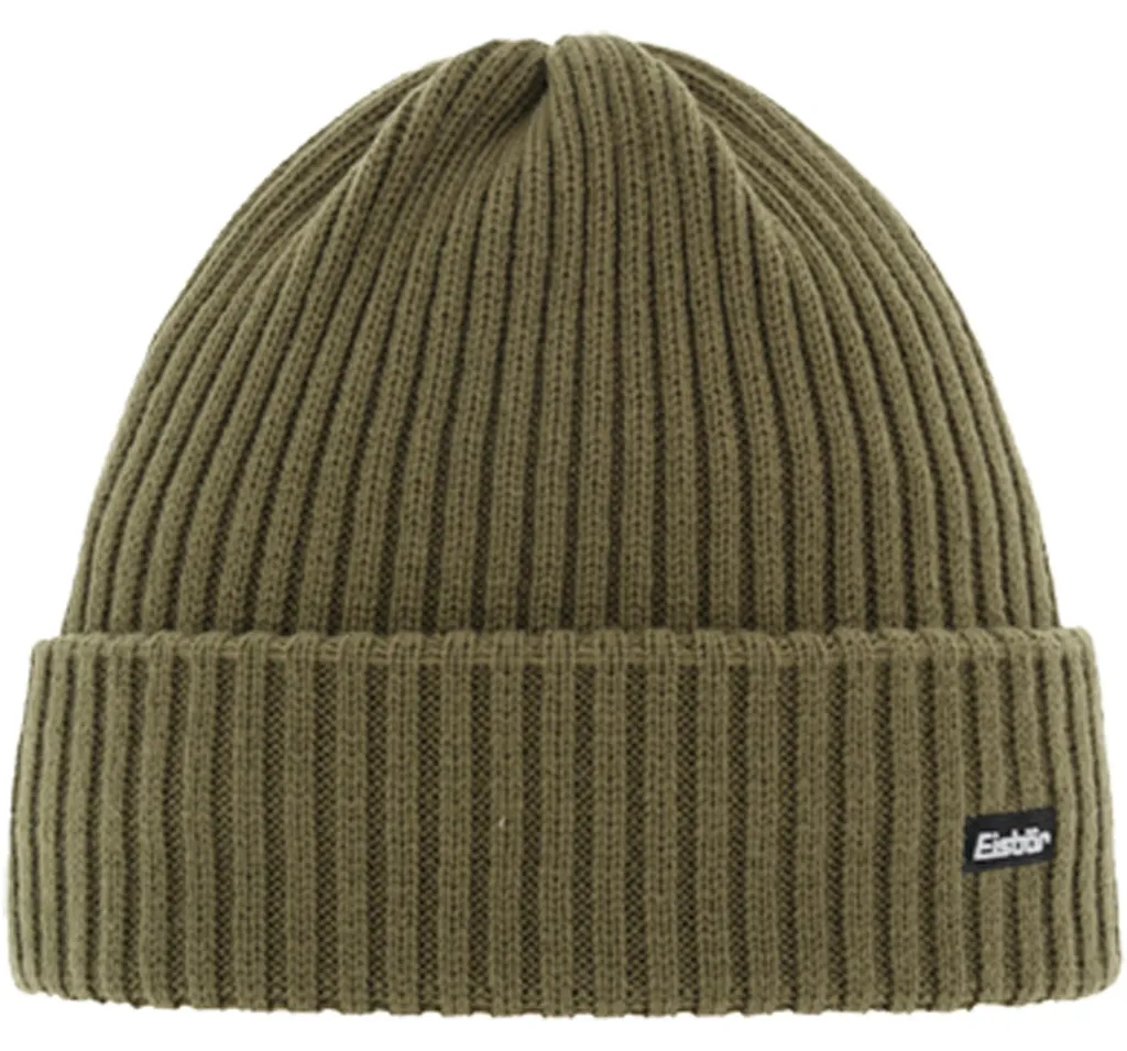 Bonnet en maille côtelée Eisbär Rib MÜ 667 vert kaki pour l'hiver