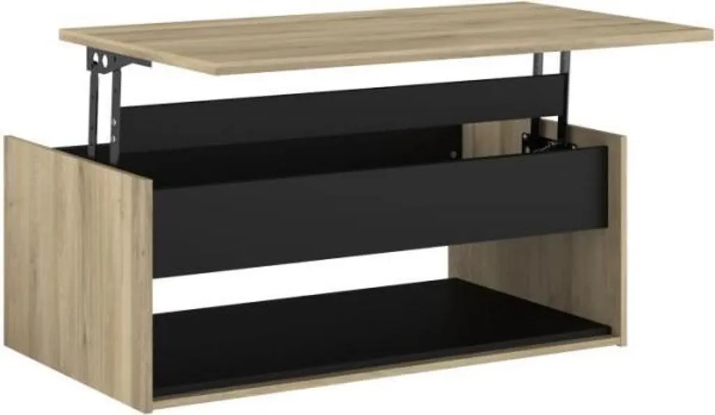 Table basse relevable OSTARA rectangulaire chêne et noir 110x65 cm - 5