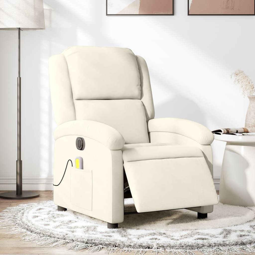 Maison Exclusive - Massagesessel Elektrisch Creme Samt