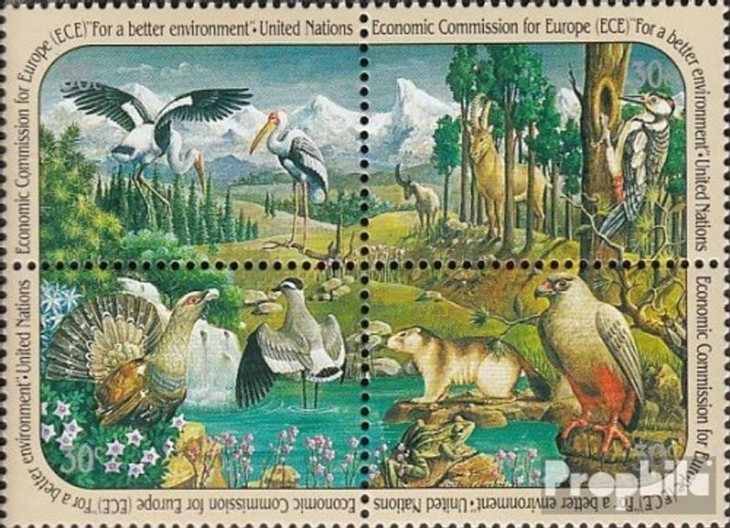 Briefmarken UNO - New York 1991 Mi 608-611 Viererblock (kompl.Ausg.) FDC Wirtschaft
