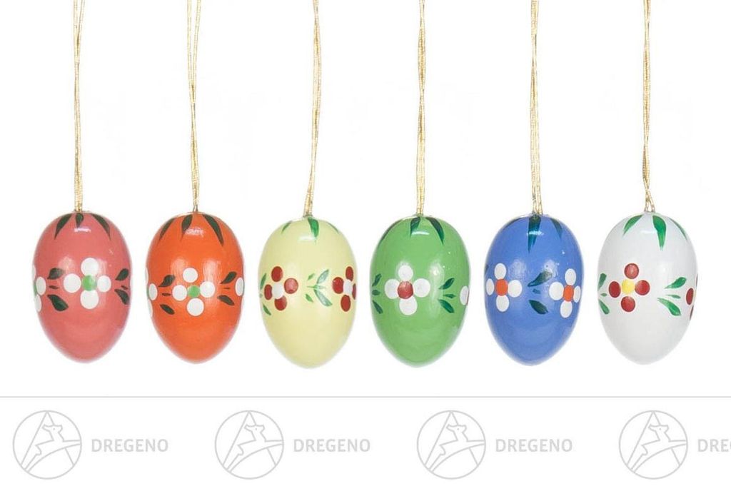 Ostern & Frühjahr Behang Ostereier mit Blumen (6) Höhe ca 2,5 cm NEU
