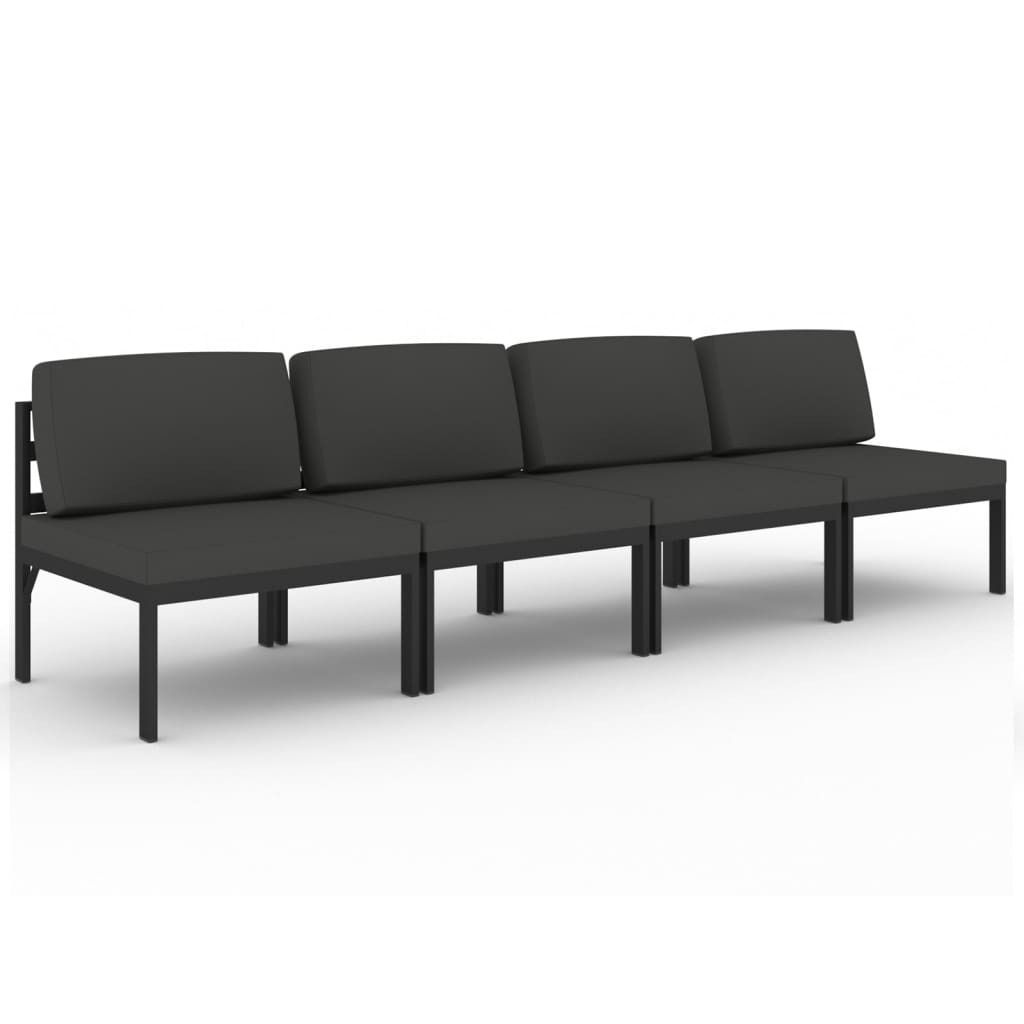 Gartensofa 4-Sitzer mit Kissen Aluminium Anthrazit