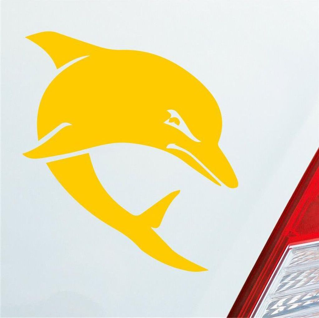 Auto Aufkleber Böser Delphin Delfin Angry Dolphin Tier Tuning 10x9 cm Gelb Sticker Heckscheibenaufkleber