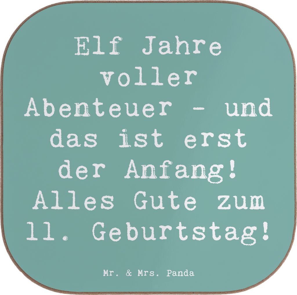 Mr. & Mrs. Panda Tassen Untersetzer Spruch 11. Geburtstag Abenteuer - Meeresbrise - Geschenk, für Gläser, gläseruntersetzer, besonderer Tag, Coa...