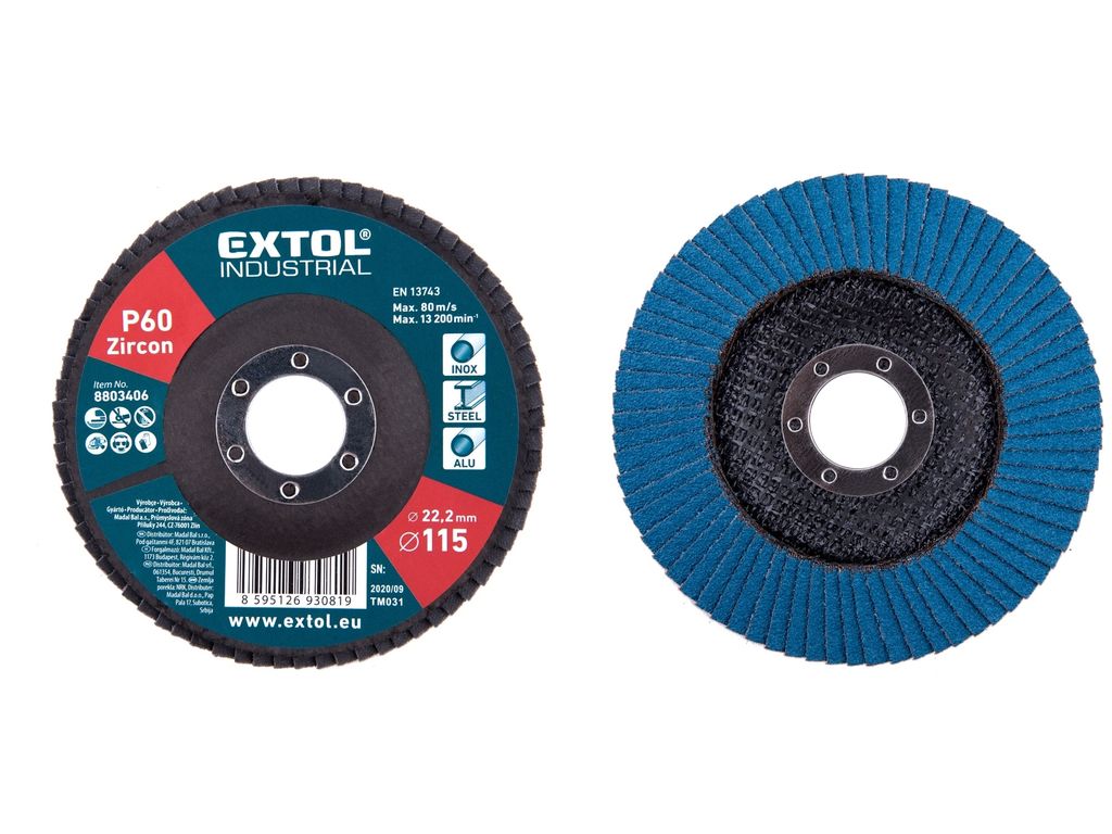 Fächerschleifscheibe Extol Premium (8803406) schräg Zirkonia, P60, 115mm, ZIRKON