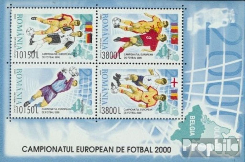 Briefmarken Rumänien 2000 Mi Block313 (kompl.Ausg.) postfrisch Fußball EM 2000