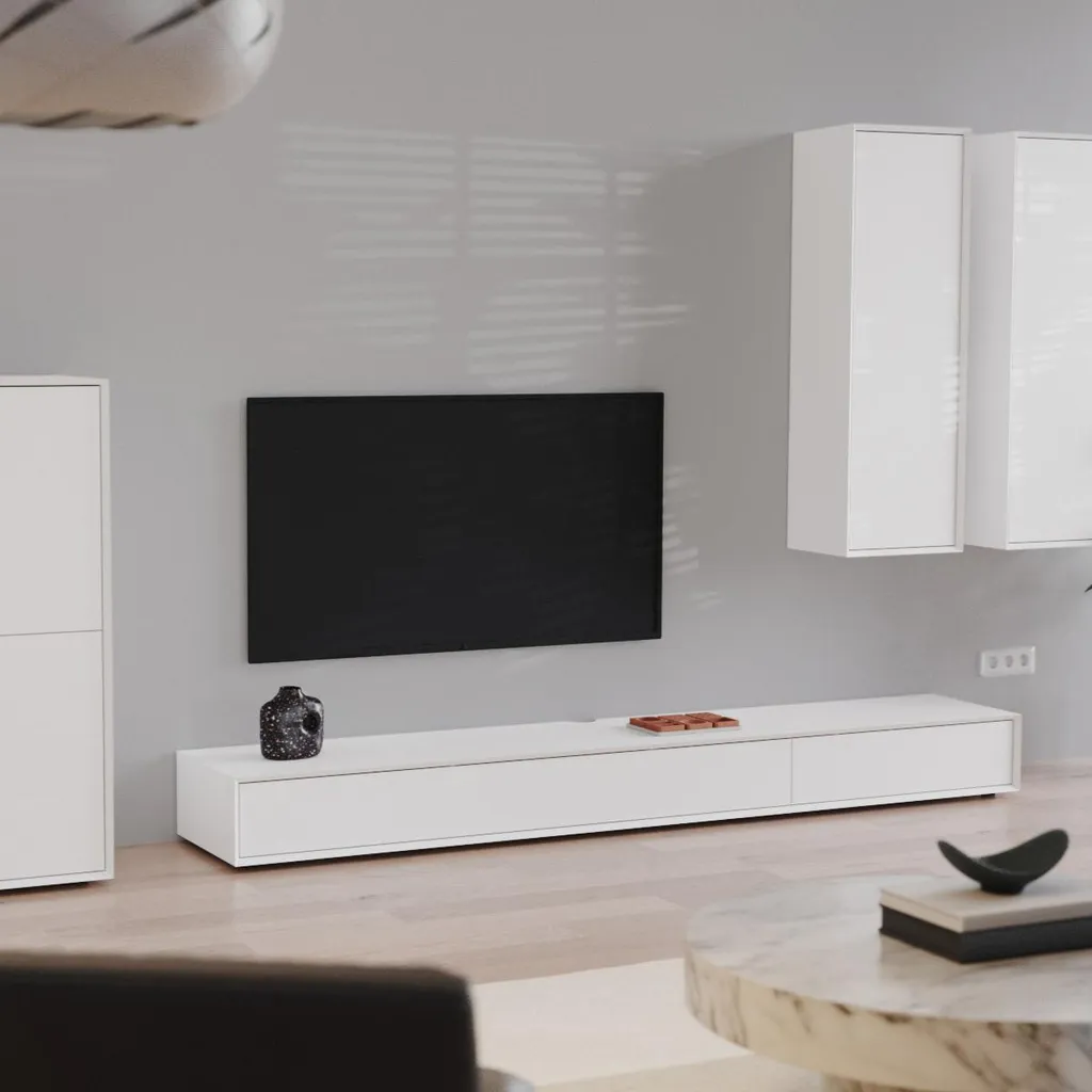 Meuble TV ORELIA 240 cm : Cachez vos Câbles et Rangez tout votre Matériel