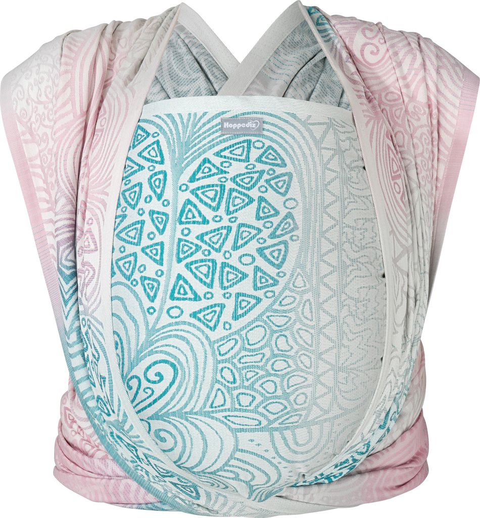 HOPPEDIZ Babytragetuch Gewebtes Tragetuch kbA ab Geburt bis ins Kleinkind-Alter, 100 % Baumwolle Jaipur creme 5,40 m x 0,70 m