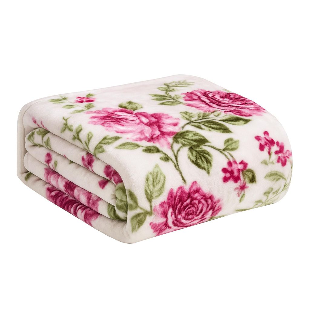 Bestlivings XXL Kuscheldecke 240x200 cm, weiche Wohndecke mit Rose-Design Beige, formstabil & , Hochwertige Decke für Sofa & Bett