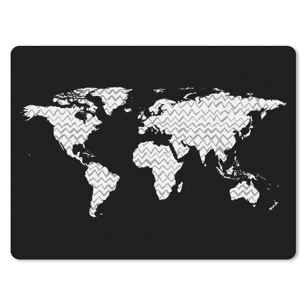 MuchoWow Mauspad Mousepad Weltkarte - Muster - Schwarz 23x19 cm - Mousepads - Maus Mat - Pad - Mausunterlage - Schreibtischunterlage - Mauspad