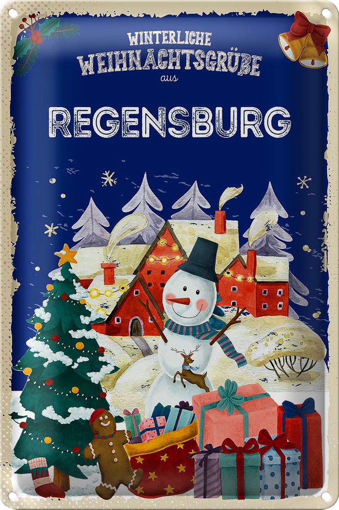 Blechschild Weihnachtsgrüße REGENSBURG 18x12cm
