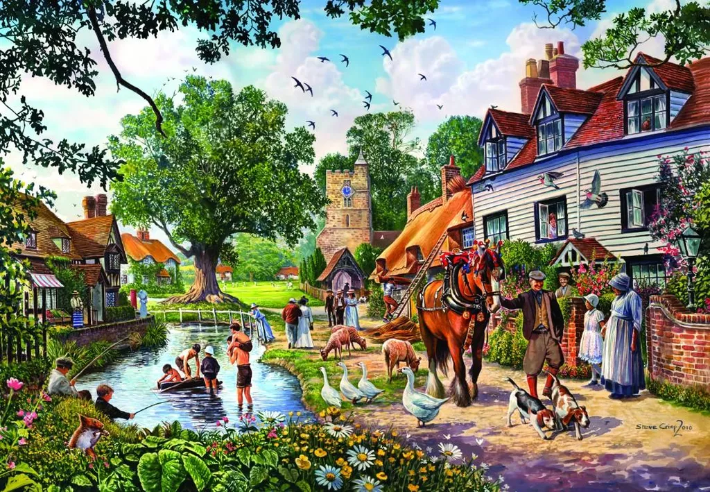 Puzzle Bluebird multicolore 1000 pièces haute définition Village d'Été