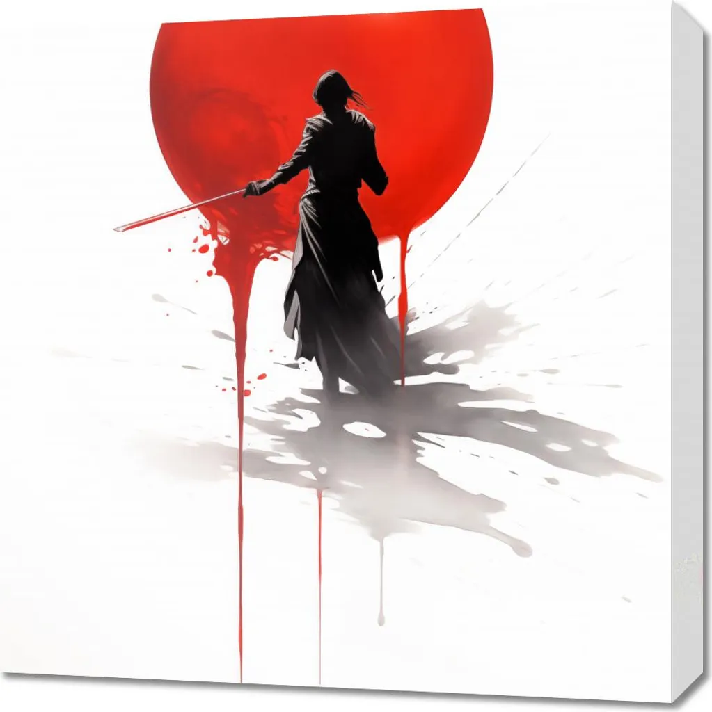 Art Mural Samouraï Solitaire 60x60 - Idéal pour Salon et Bureau Design