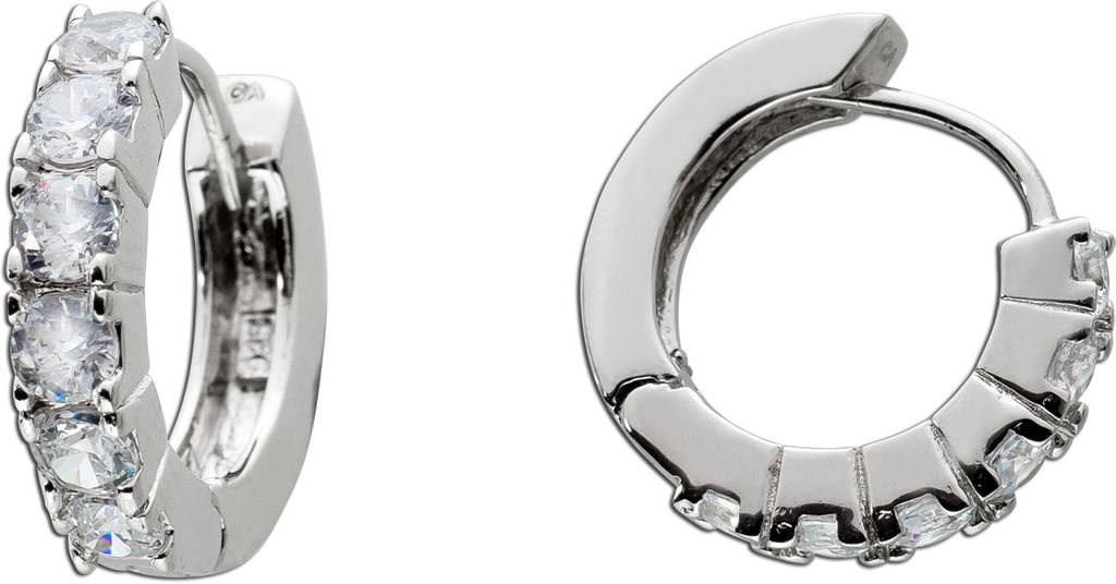 Creolen Silber 925 weiße Brillant Synthesen ca. 1,45ct. rhodiniert