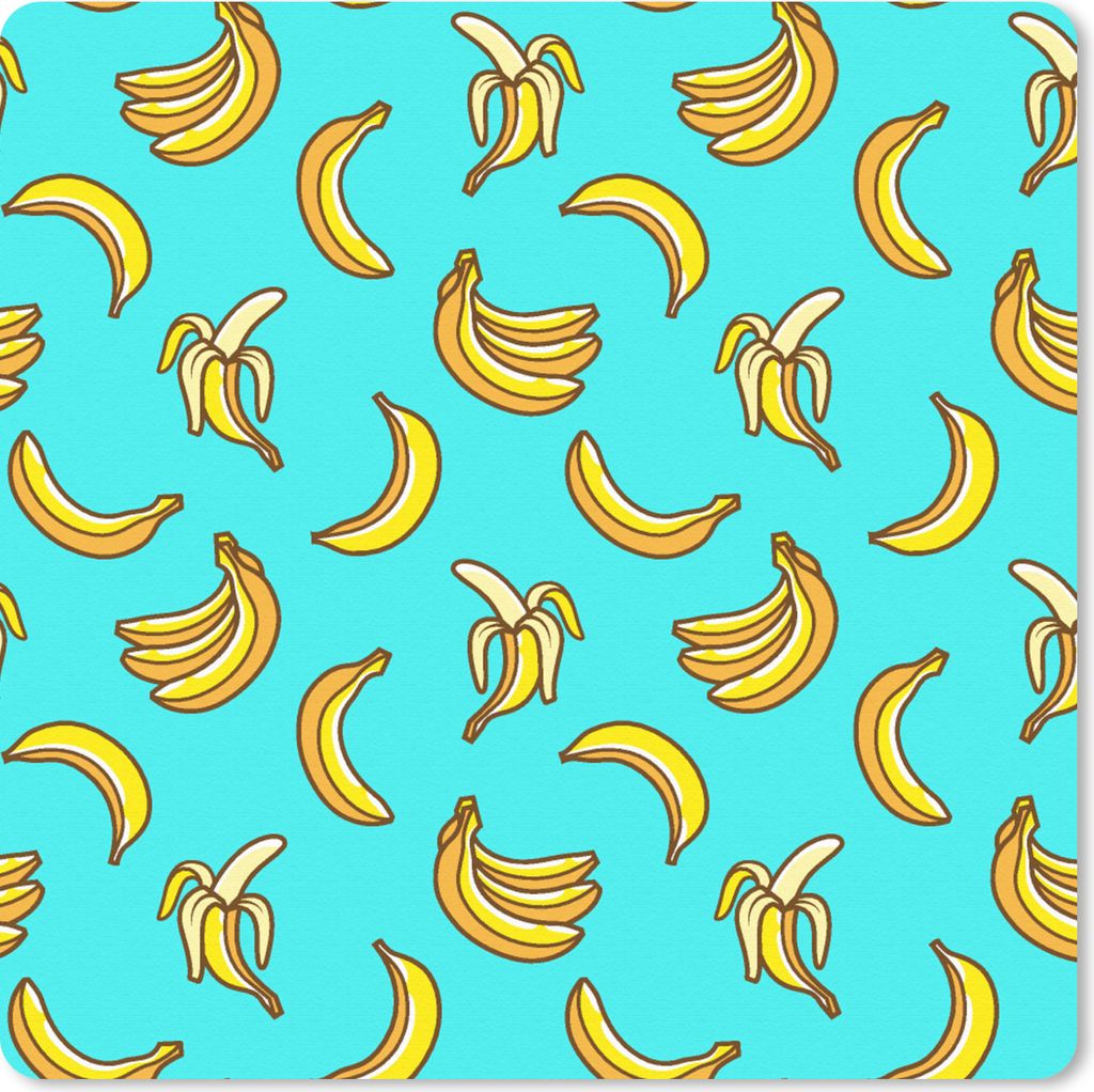 MuchoWow Mauspad Mousepad Design - Banane - Frucht - Muster 20x20 cm - Mousepads - Maus Mat - Pad - Mausunterlage - Desk Mat - Bureauartikeln