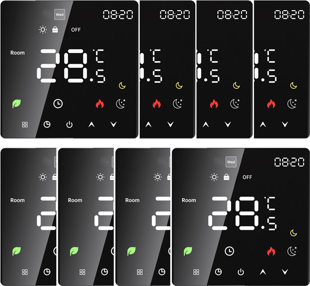 8X Smart Thermostat 3A Digital Raumthermostat Wasserheizungsgeräte Fußbodenheizung, Touchscreen, programmierbare Temperaturregelung, 2 Modus