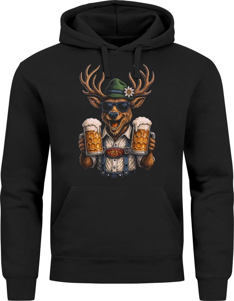 Hoodie Herren für das Hirsch Maßkrüge Bier Trachtenlook Ersatz Tracht Pullover Volksfest Bierfest Outfit Spruch Lustig Moonworks