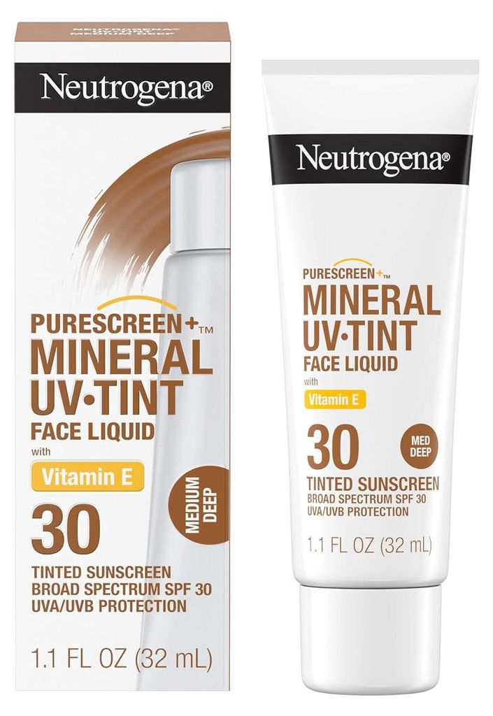 Neutrogena Purescreen+ Getönter Sonnenschutz für das Gesicht mit SPF 30, Breitspektrum-Mineral-Sonnenschutz mit Zinkoxid und Vitamin E, wasserfes...