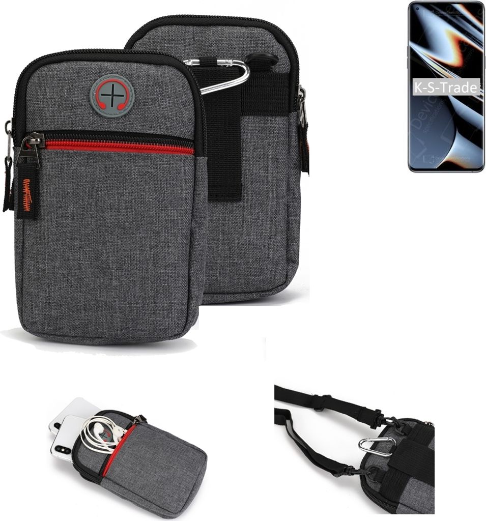 K-S-Trade Holster Gürteltasche kompatibel mit Oppo Find X5 Pro Dimensity Edition Handy Tasche Schutz Hülle grau Zusatzfächer 1x